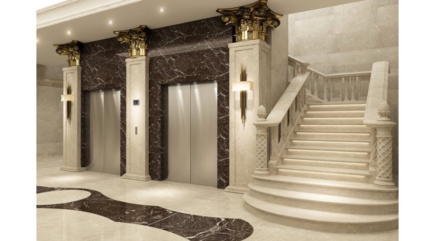 облицовка лифта мрамором